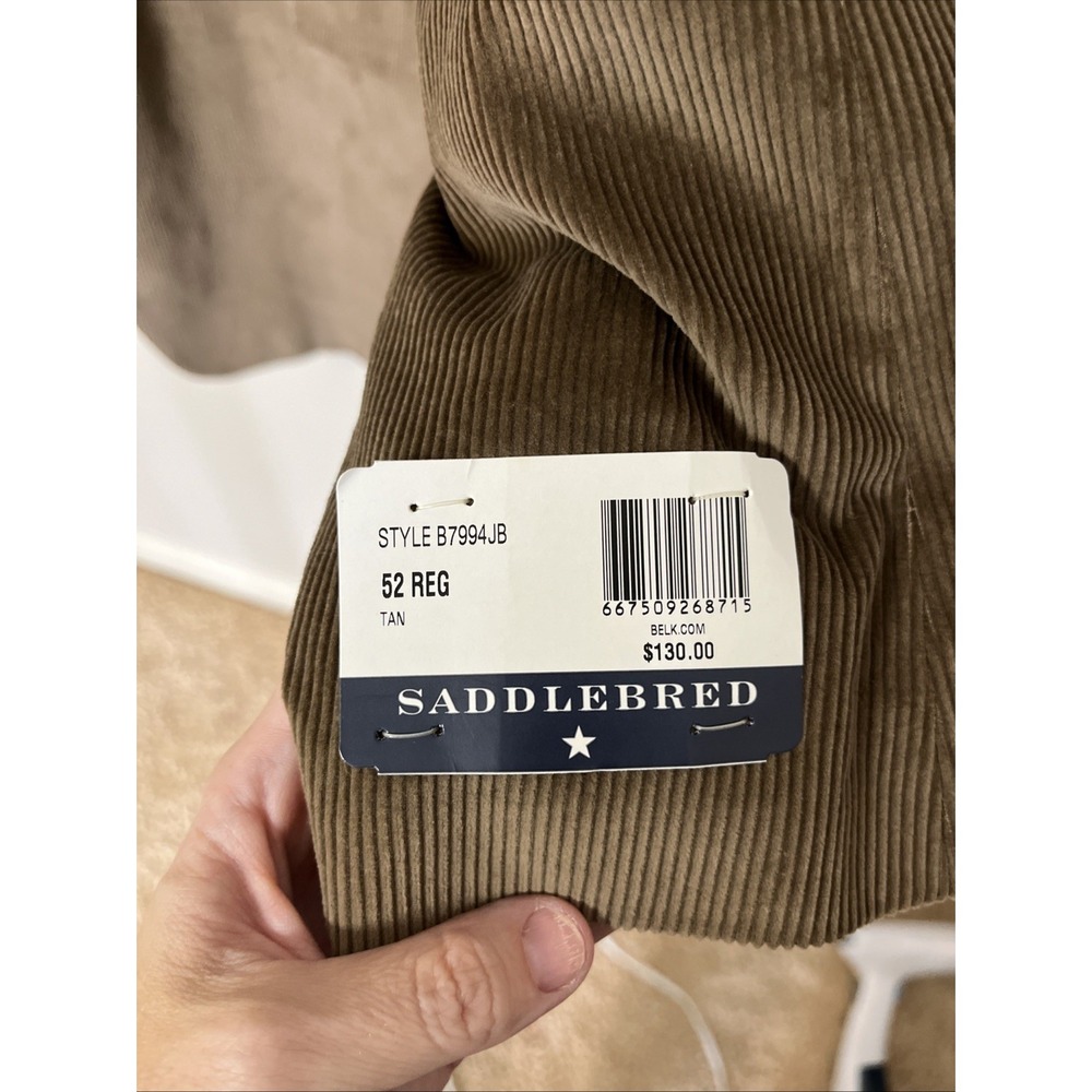 NEW Saddlebred Corduroy Blazer‎ Sport Coat Two Button Dark Tan 52 REG Jacket - Picture 7 of 9